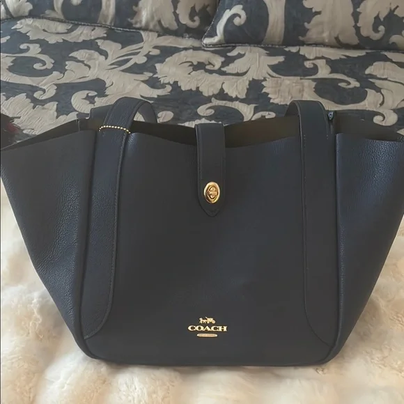 Coach Dark Blue Leather Tote - Picture 1 of 6